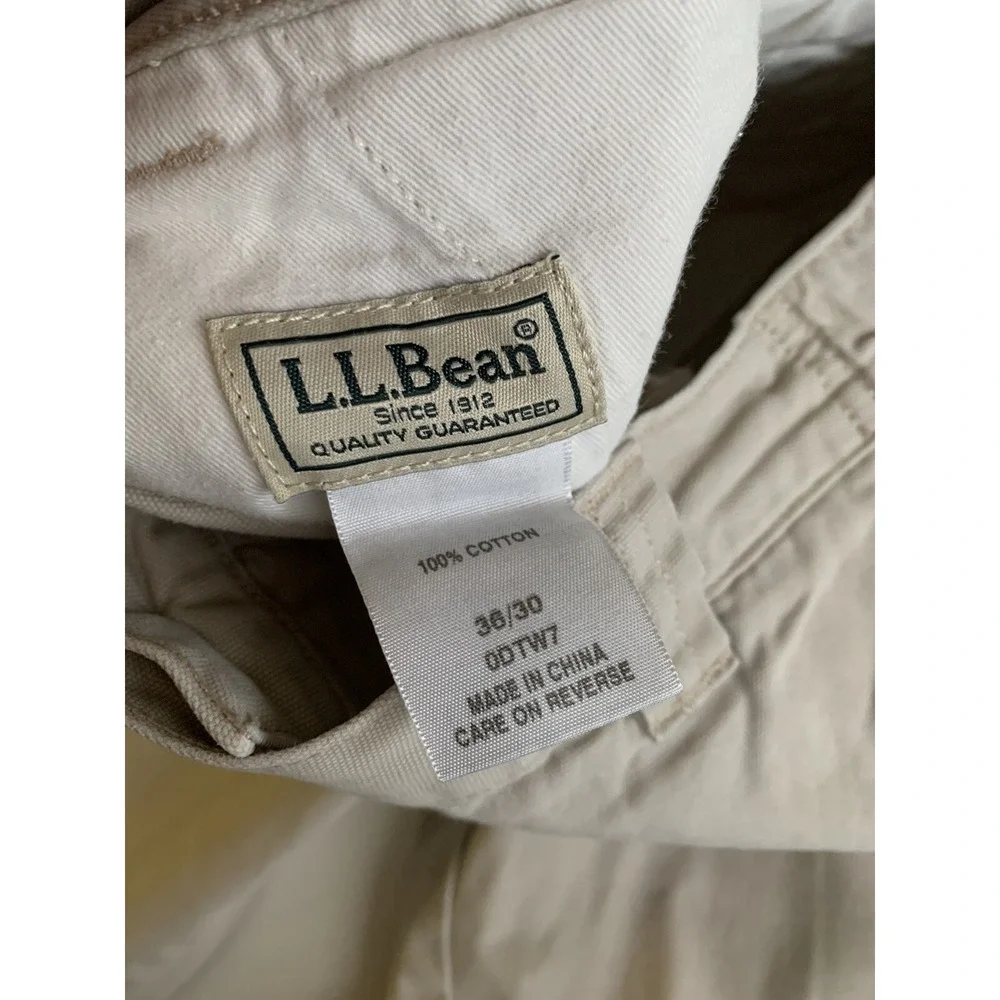 LL Bean Mens‎ Pants 36x30 Khaki Canvas Workwear Outdoor Beige Cargo Twill Spring